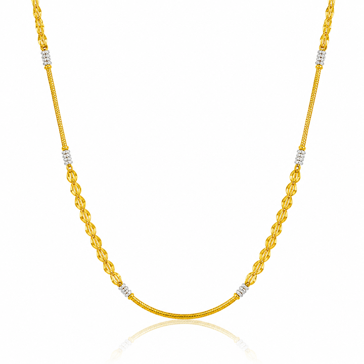 Wheat Spiga Gold Chain 22KT | 18 Inch Plain Gold Chain 7.35g