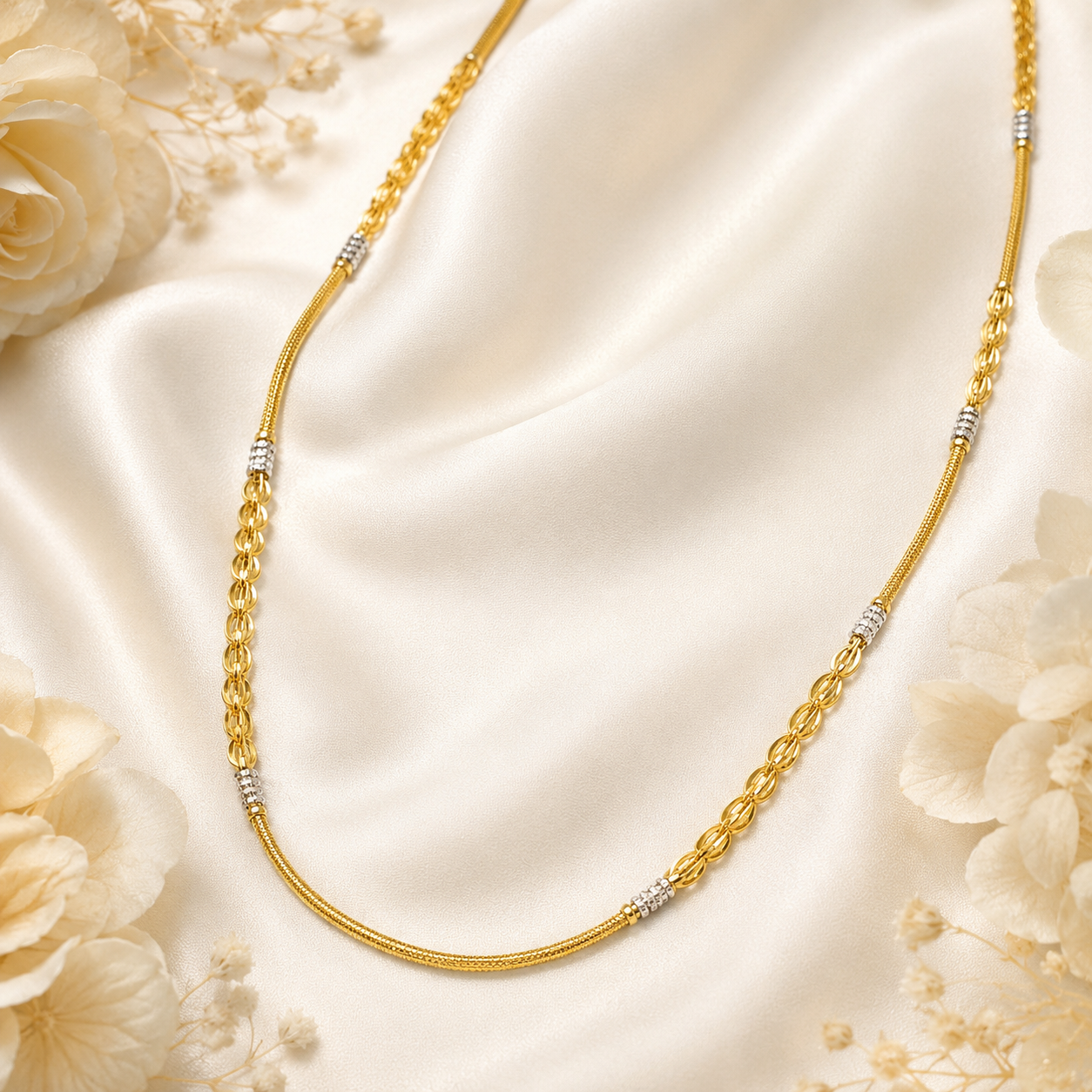 Wheat Spiga Gold Chain 22KT | 18 Inch Plain Gold Chain 7.35g