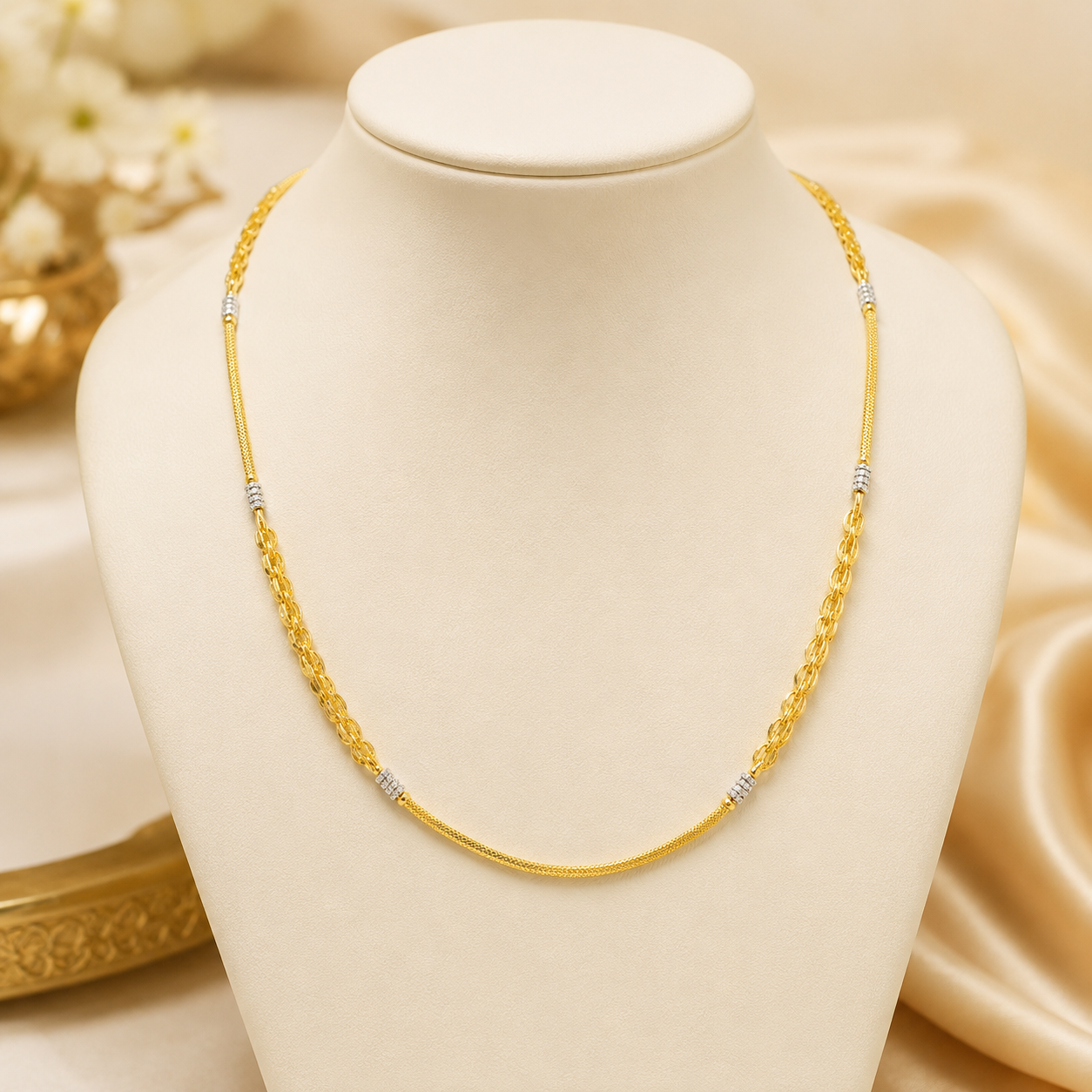 Wheat Spiga Gold Chain 22KT | 18 Inch Plain Gold Chain 7.35g