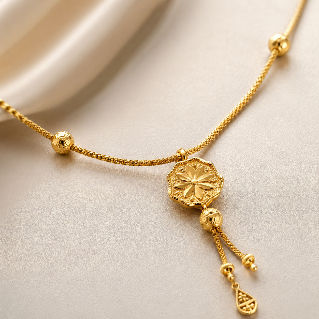 Wheat Spiga Gold Chain 22KT | 18 Inch Plain Gold Chain 8.37g