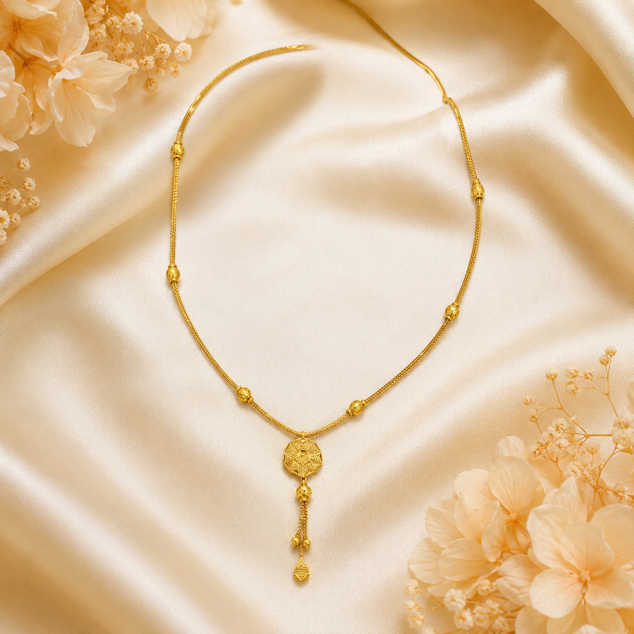 Wheat Spiga Gold Chain 22KT | 18 Inch Plain Gold Chain 8.37g