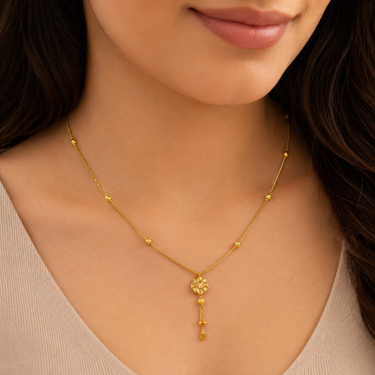 Wheat Spiga Gold Chain 22KT | 18 Inch Plain Gold Chain 8.37g