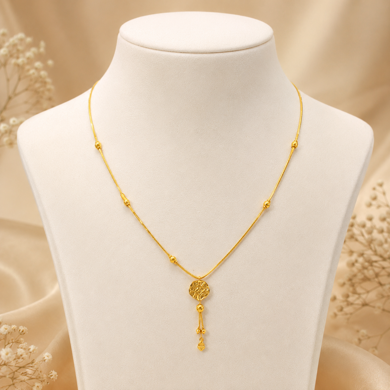 Wheat Spiga Gold Chain 22KT | 18 Inch Plain Gold Chain 8.37g