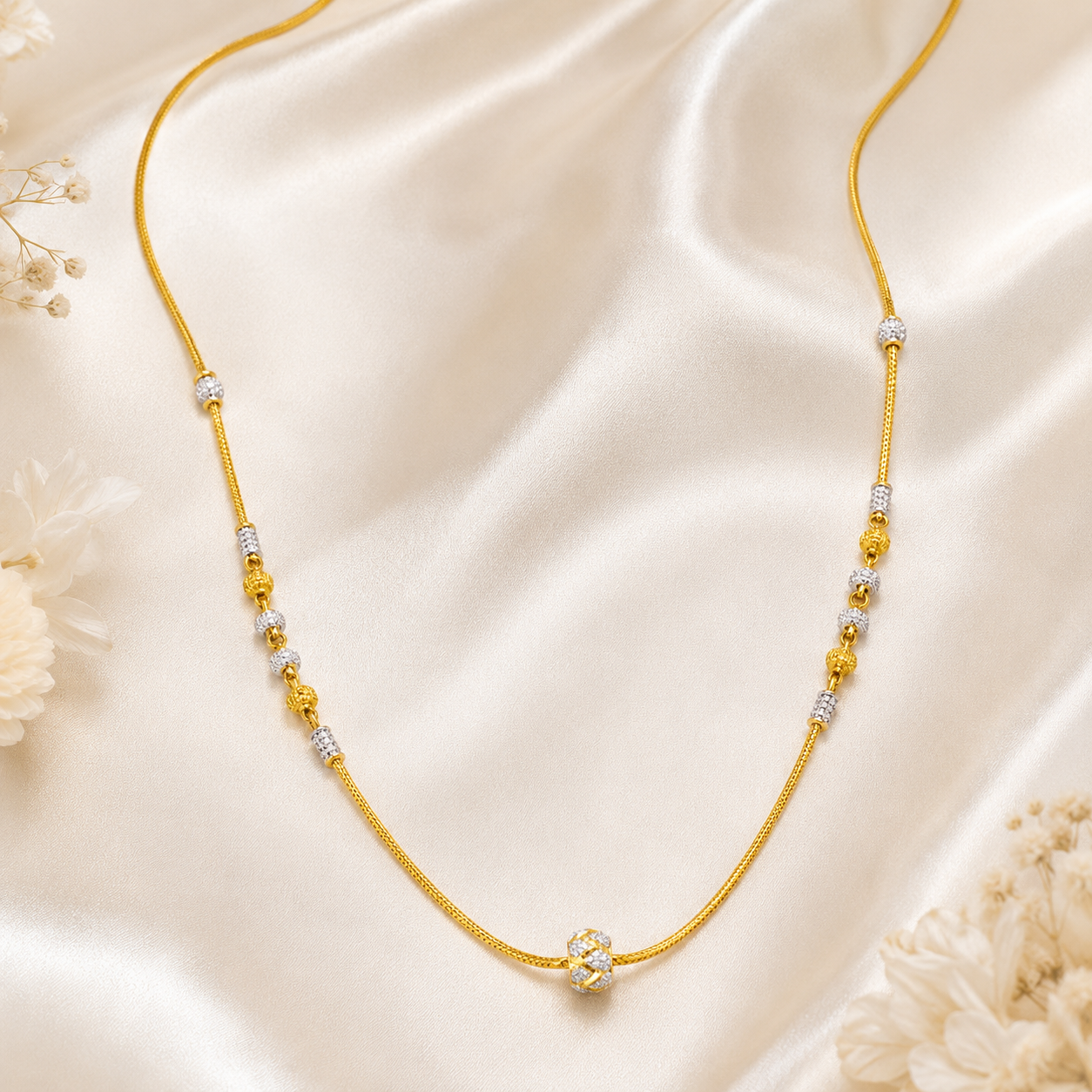Wheat Spiga Gold Chain 22KT | 18 Inch Plain Gold Chain 8.23g