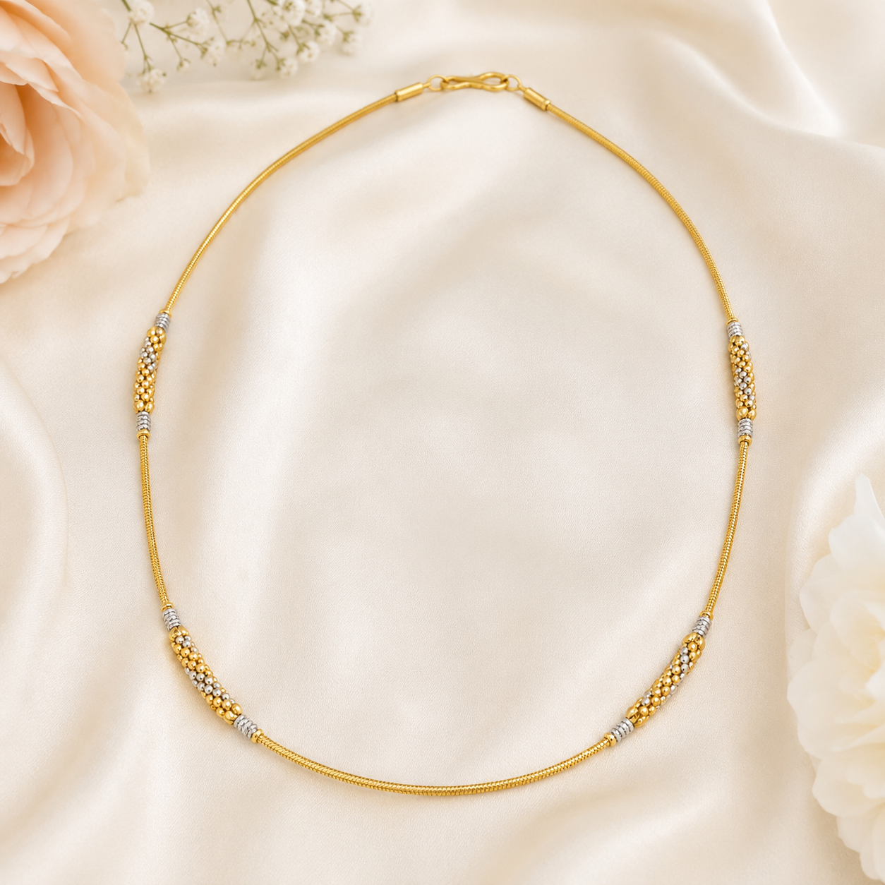 Wheat Spiga Gold Chain 22KT | 18 Inch Plain Gold Chain 8.78g III