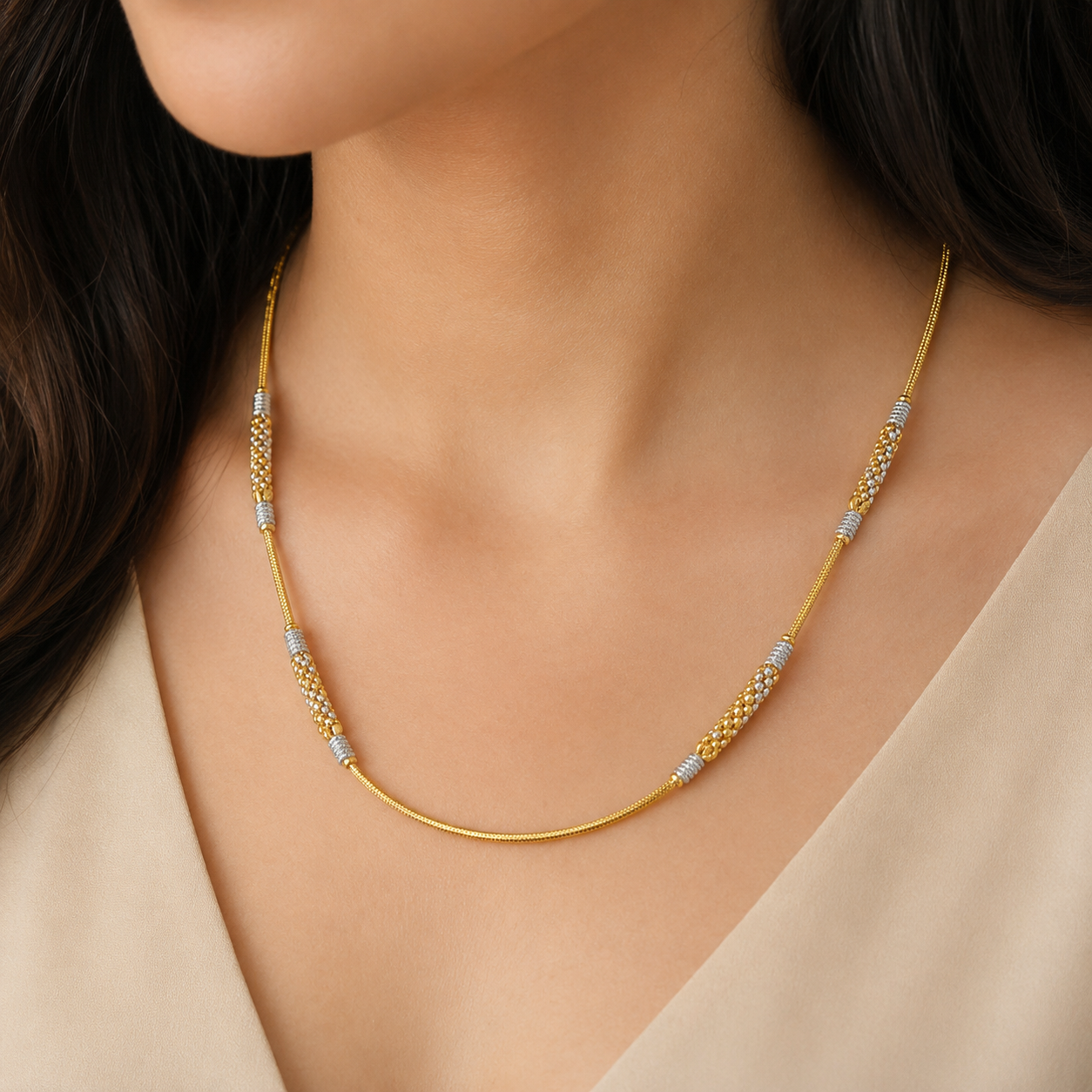Wheat Spiga Gold Chain 22KT | 18 Inch Plain Gold Chain 8.78g III