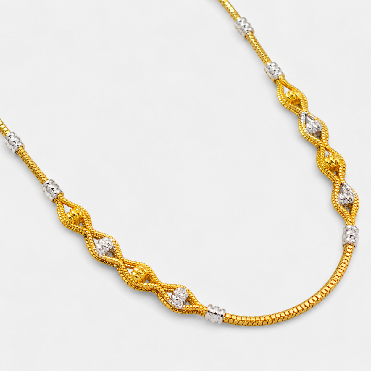 Wheat Spiga Gold Chain 22KT | 18 Inch Plain Gold Chain 9.4g