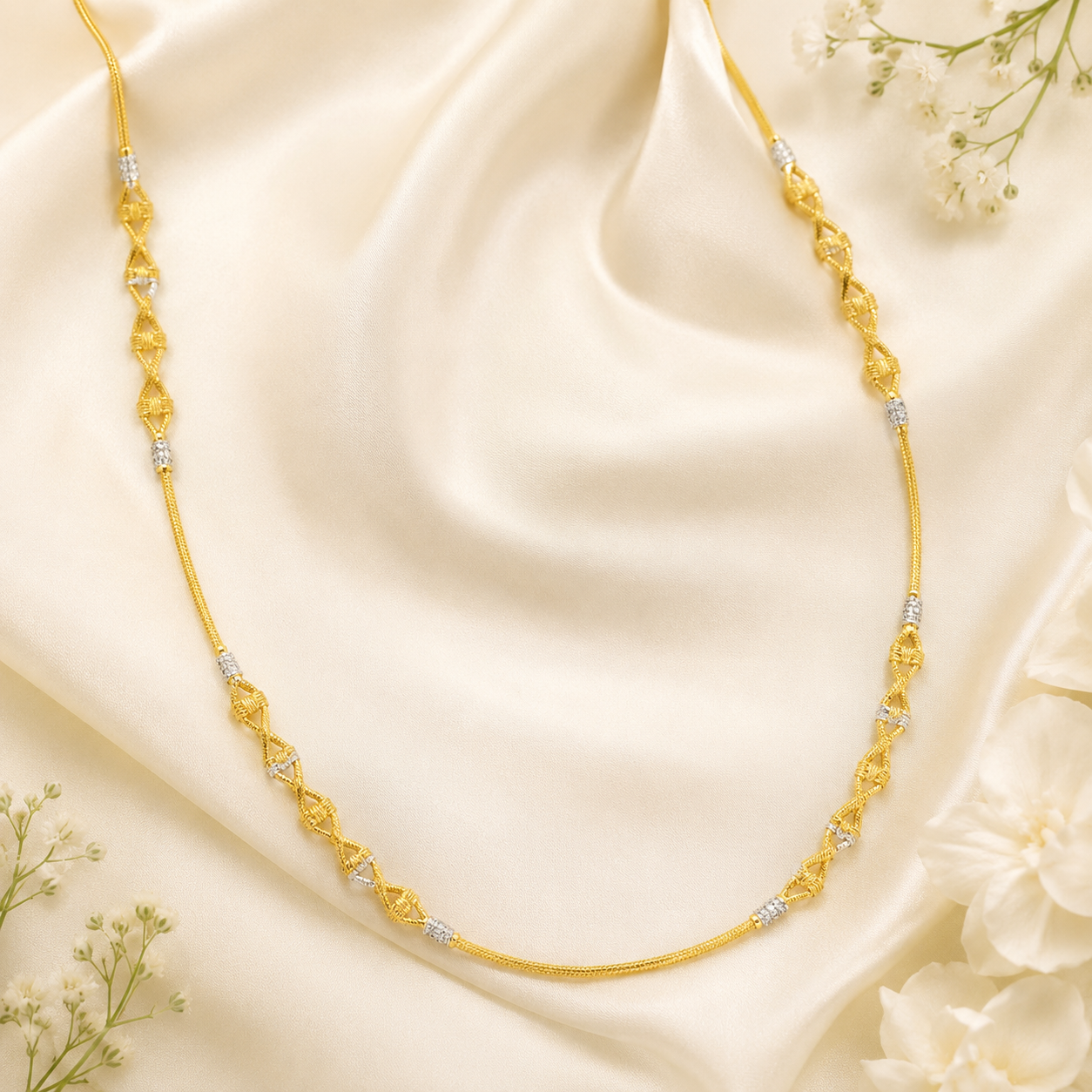 Wheat Spiga Gold Chain 22KT | 18 Inch Plain Gold Chain 9.4g