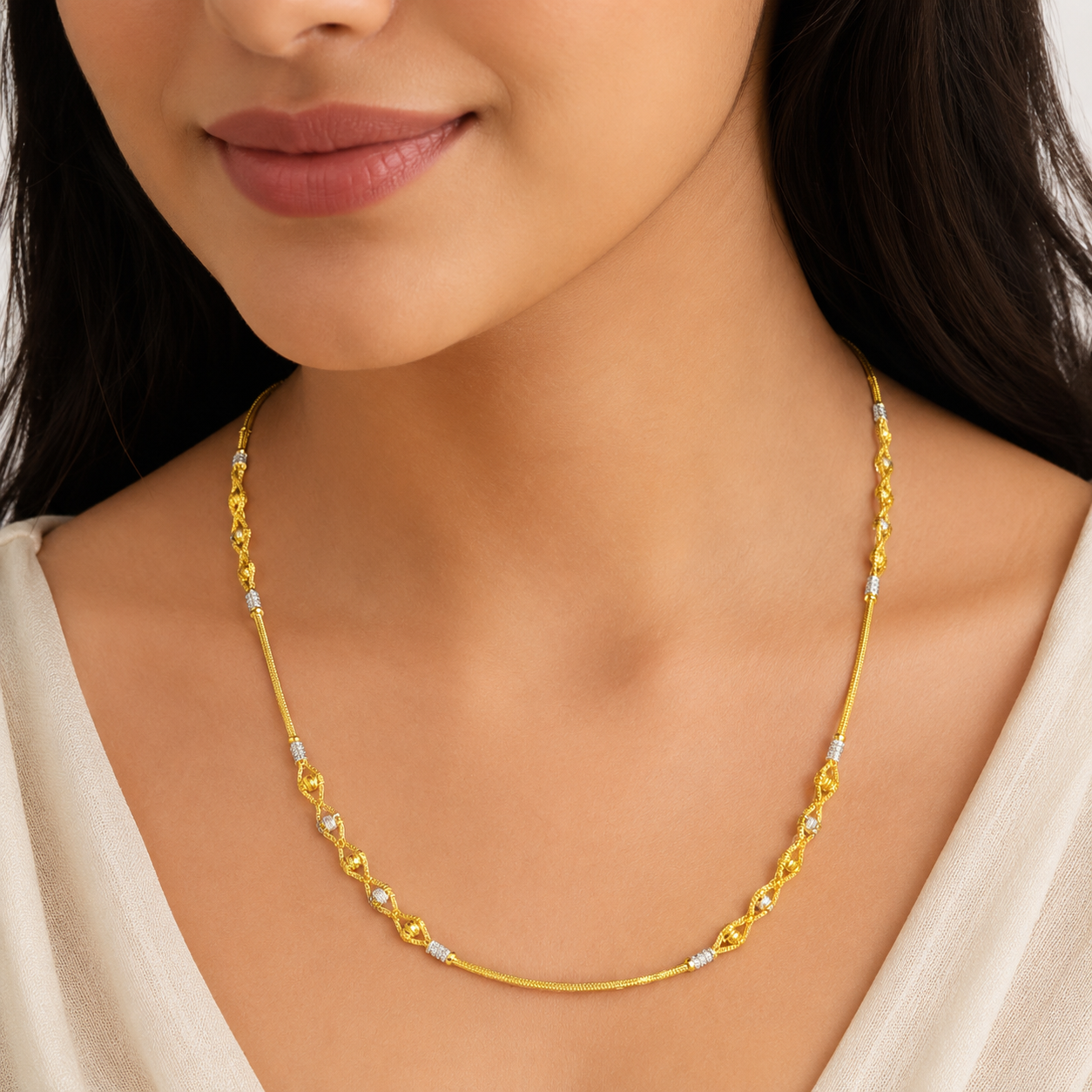 Wheat Spiga Gold Chain 22KT | 18 Inch Plain Gold Chain 9.4g