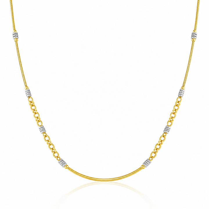 Wheat Spiga Gold Chain 22KT | 18 Inch Plain Gold Chain 9.18g