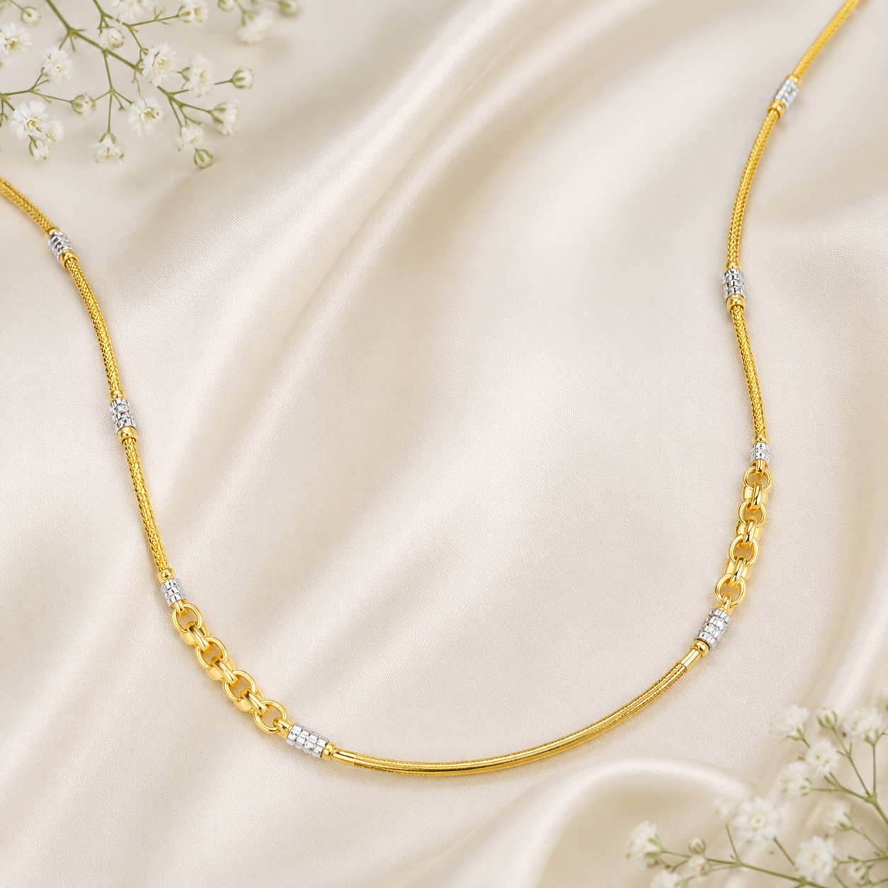 Wheat Spiga Gold Chain 22KT | 18 Inch Plain Gold Chain 9.18g