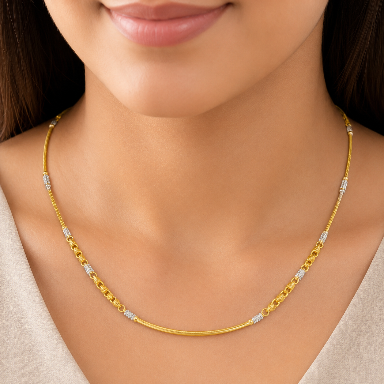 Wheat Spiga Gold Chain 22KT | 18 Inch Plain Gold Chain 9.18g