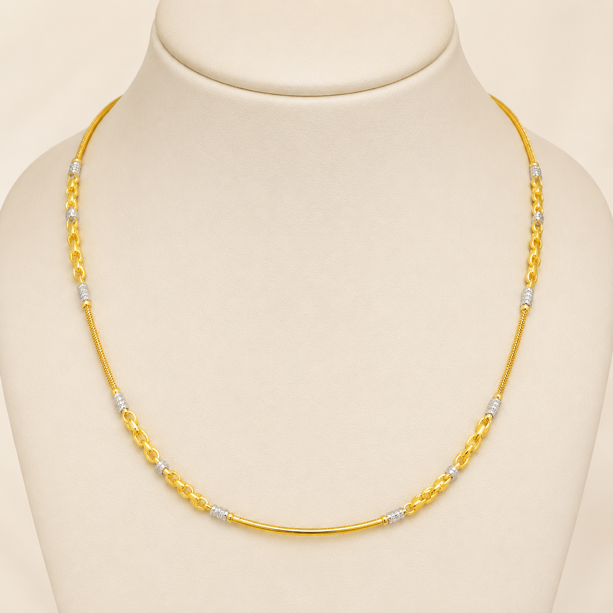 Wheat Spiga Gold Chain 22KT | 18 Inch Plain Gold Chain 9.18g