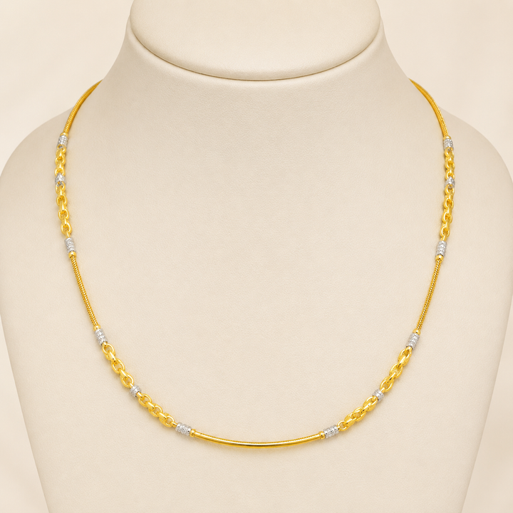 Wheat Spiga Gold Chain 22KT | 18 Inch Plain Gold Chain 9.18g