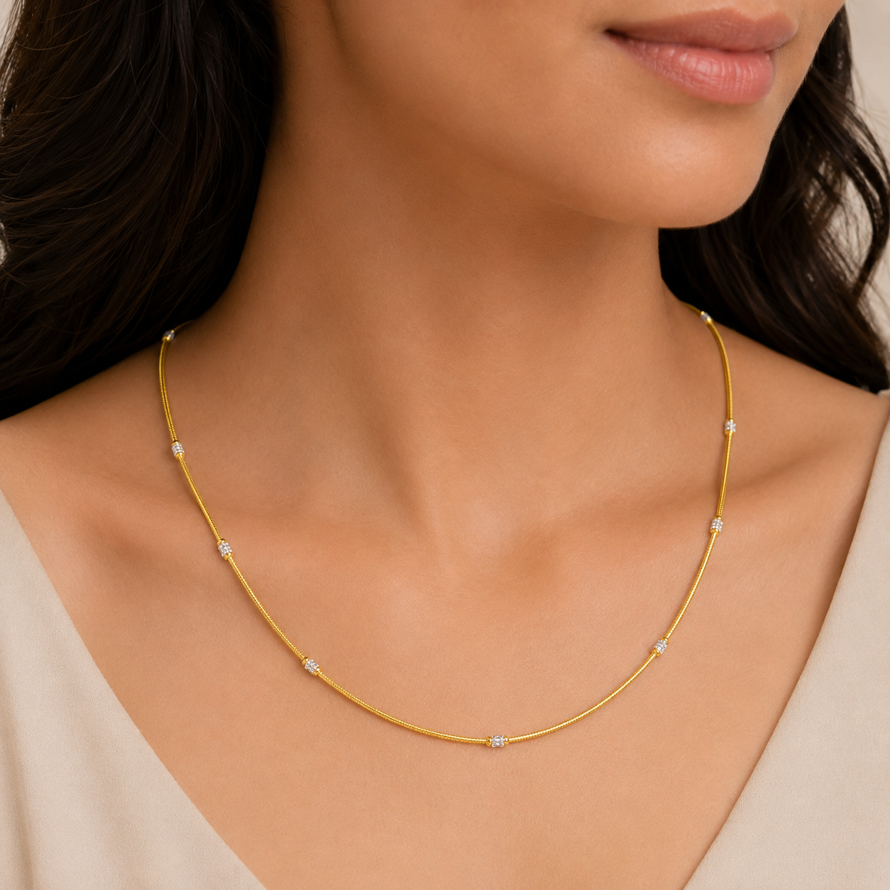 Wheat Spiga Gold Chain 22KT | 18 Inch Plain Gold Chain 6.47g