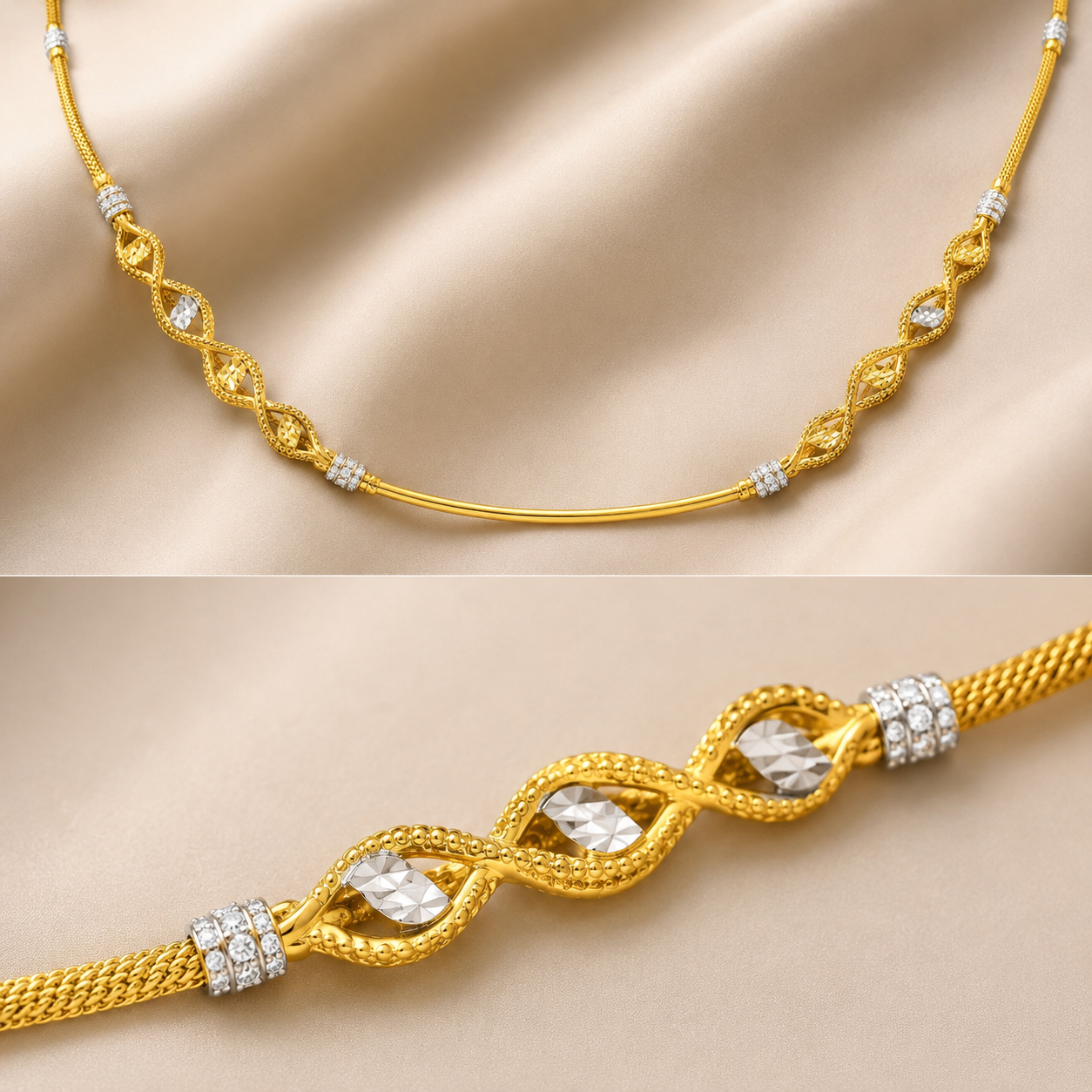 Wheat Spiga Gold Chain 22KT | 18 Inch Plain Gold Chain 9.41g