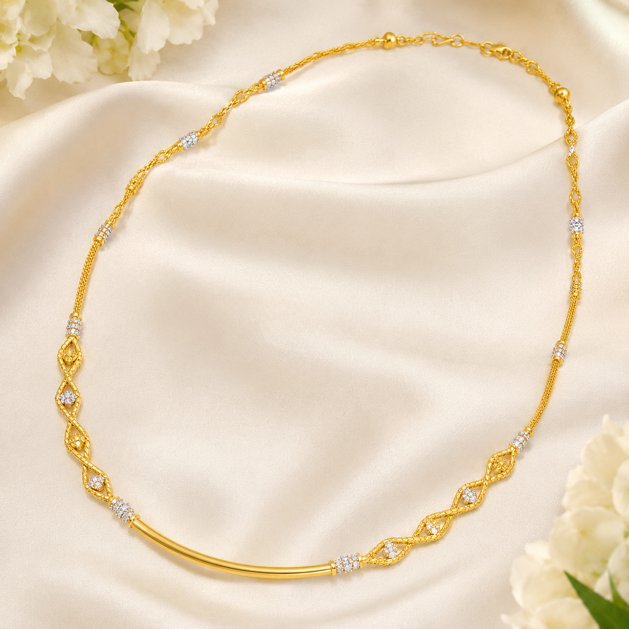 Wheat Spiga Gold Chain 22KT | 18 Inch Plain Gold Chain 9.41g