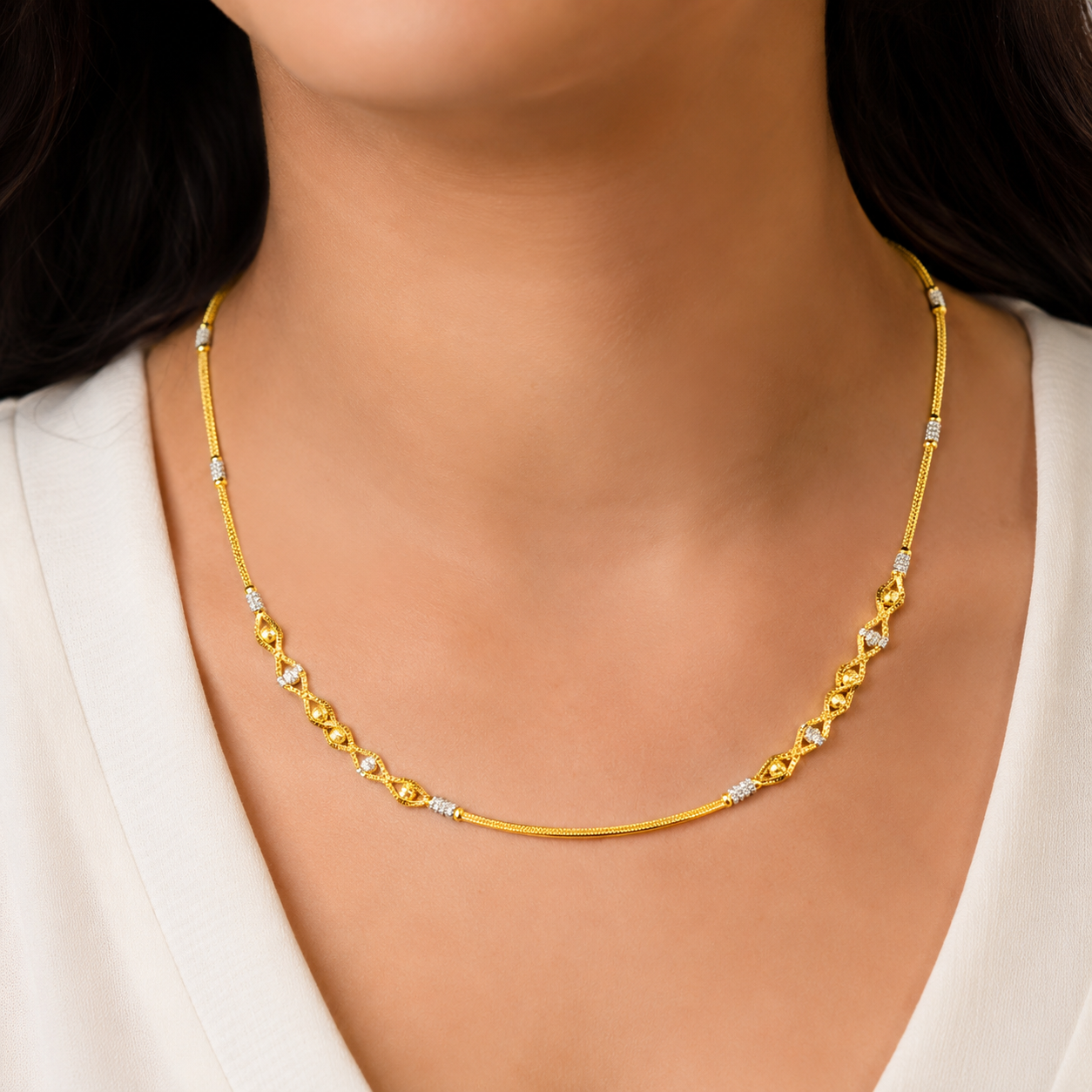 Wheat Spiga Gold Chain 22KT | 18 Inch Plain Gold Chain 9.41g
