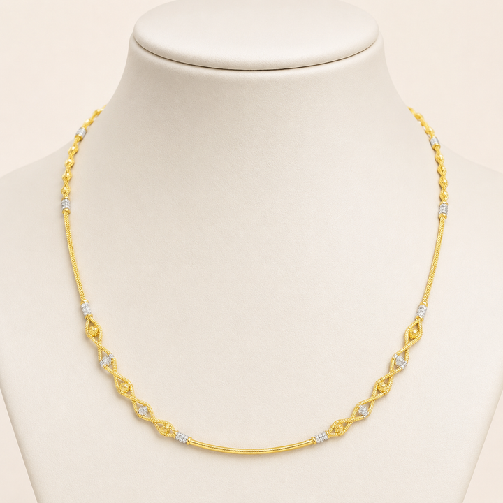 Wheat Spiga Gold Chain 22KT | 18 Inch Plain Gold Chain 9.41g