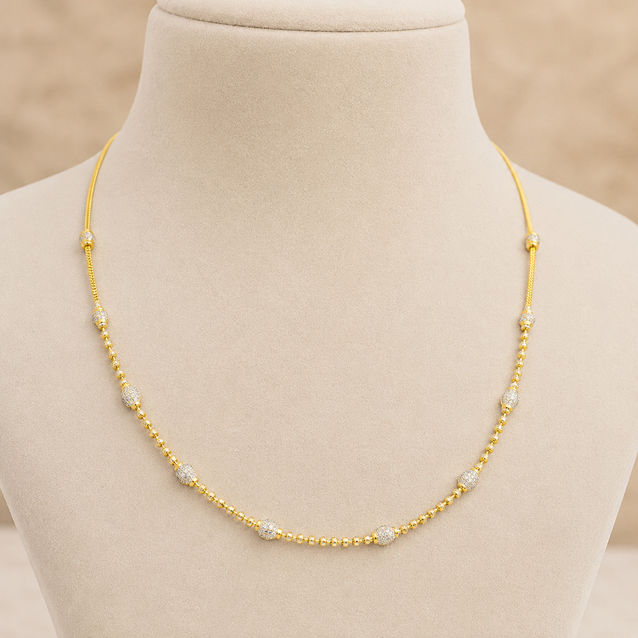 Wheat Spiga Gold Chain 22KT | 18 Inch Plain Gold Chain 8.99g II