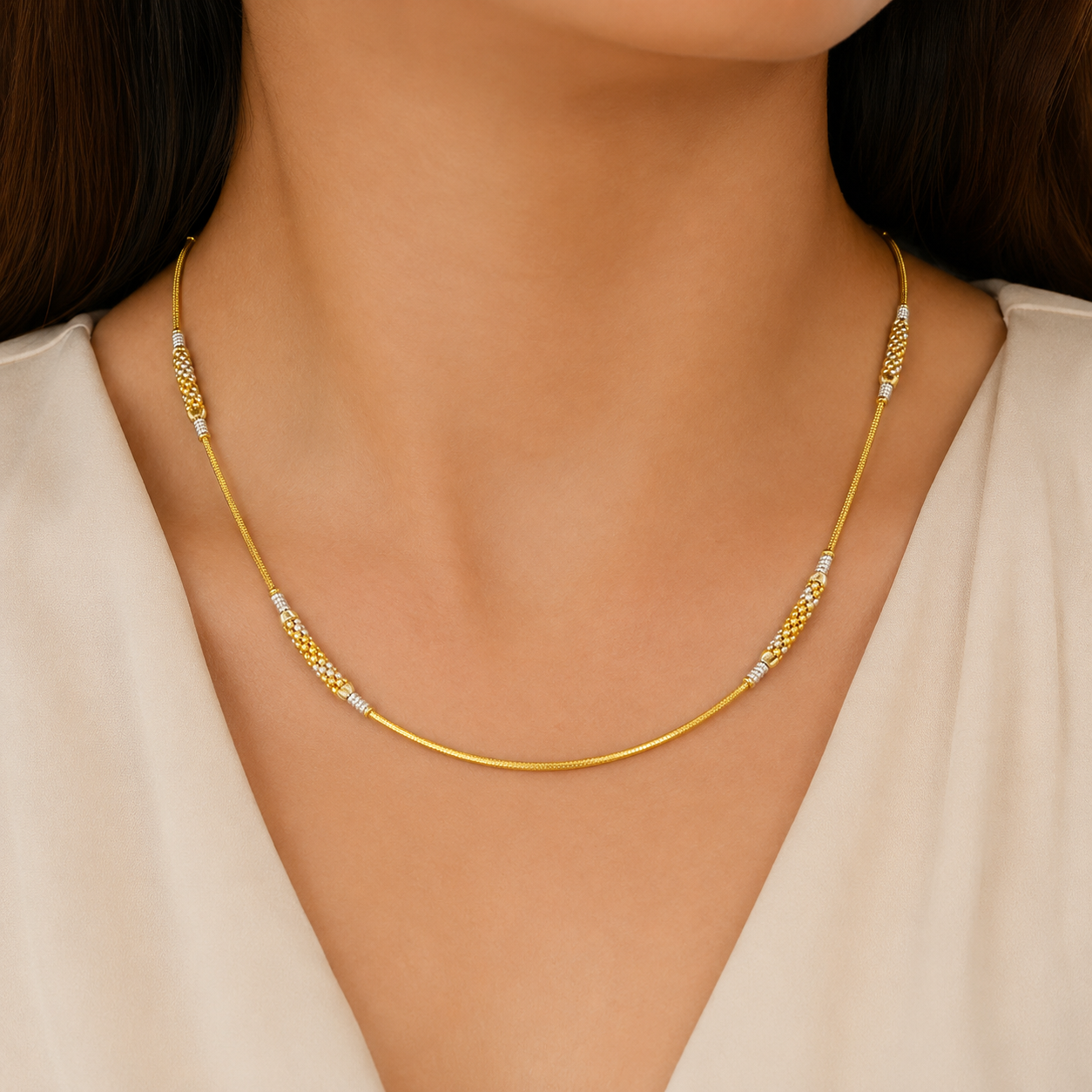Wheat Spiga Gold Chain 22KT | 18 Inch Plain Gold Chain 8.78g