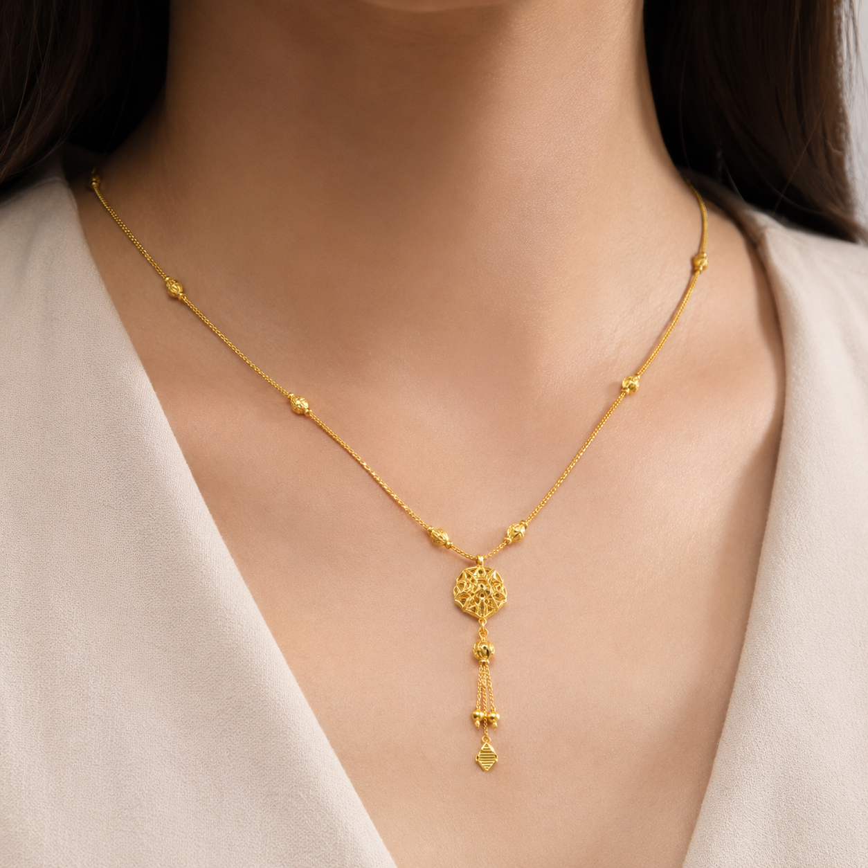 Wheat Spiga Gold Chain 22KT | 18 Inch Plain Gold Chain 8.38g
