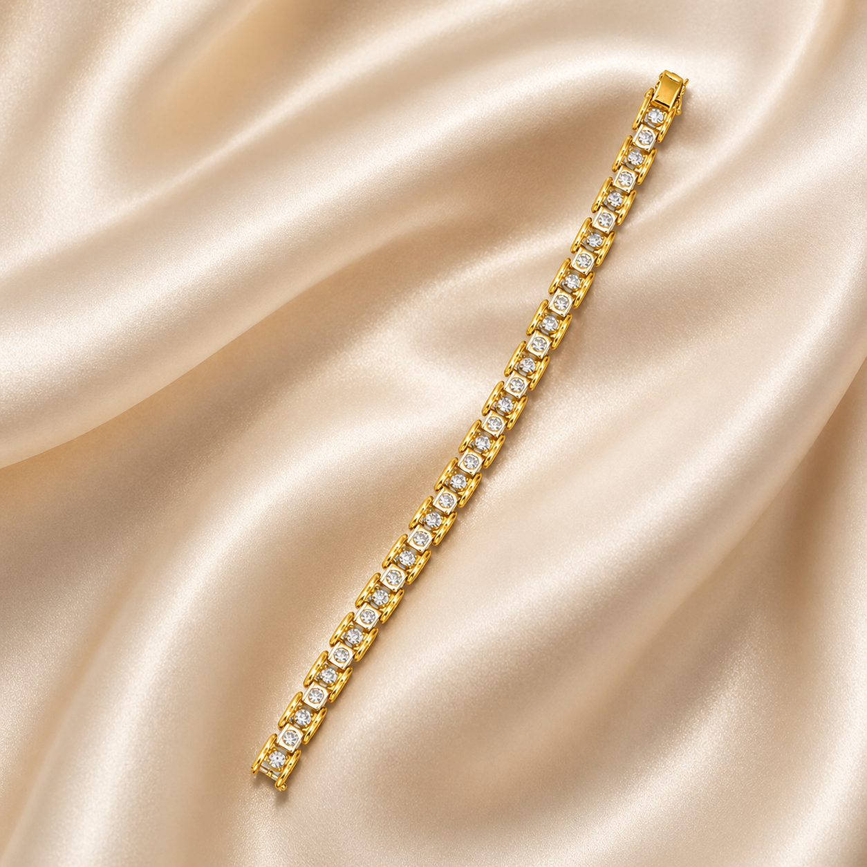 Men's Diamond Tennis Chain Bracelet | 14Kt Gold | 2.64 Ct