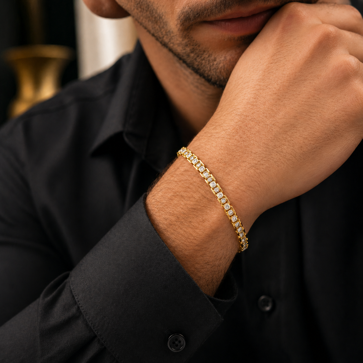Men's Diamond Tennis Chain Bracelet | 14Kt Gold | 2.64 Ct