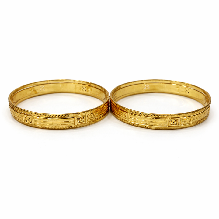 22Kt Gold Bangles | Intricate Filigree Design | Set of 2