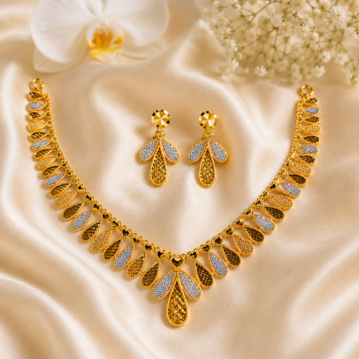 Royal Flora Gold Necklace Set