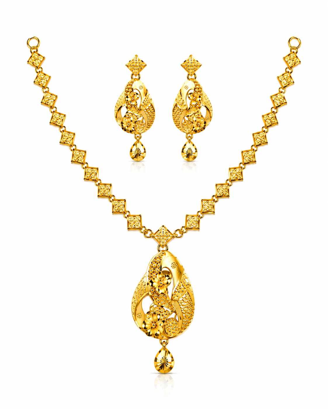 Golden Bloom Casting Necklace Set