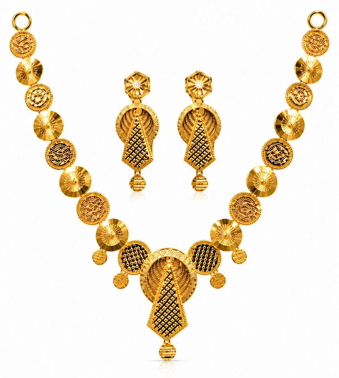 Classic Floral Gold Necklace & Earrings Set