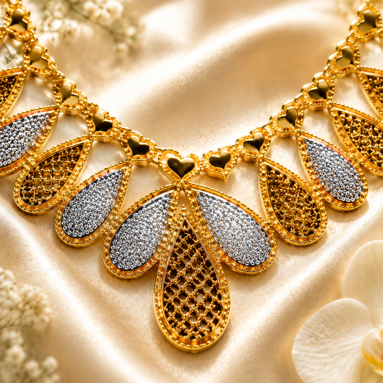 Royal Flora Gold Necklace Set