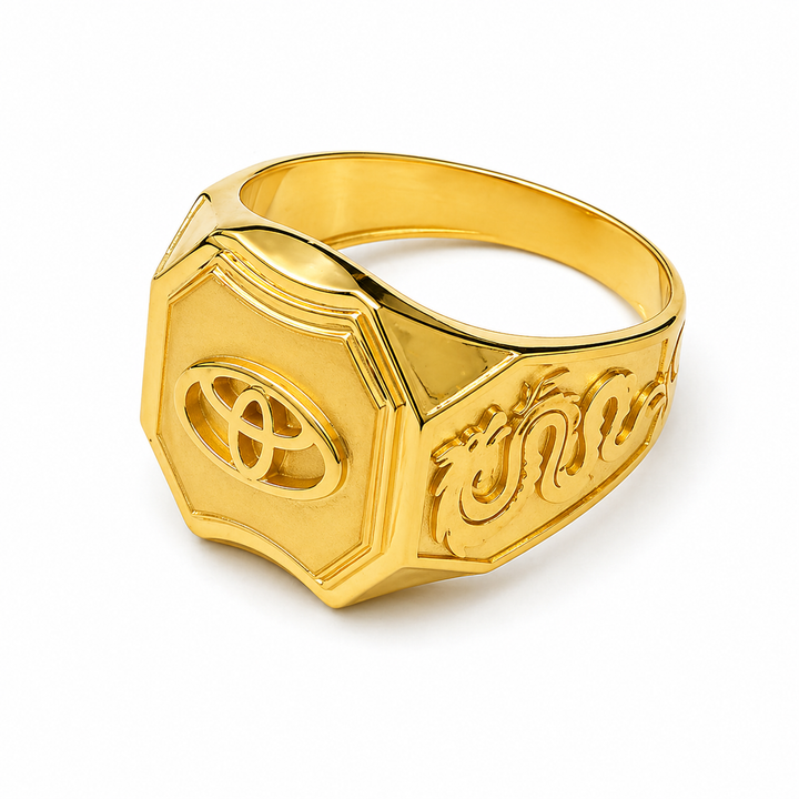 Gents Gold Signet Ring with Engraved Design in 22KT Yellow Gold | Savya Jewels