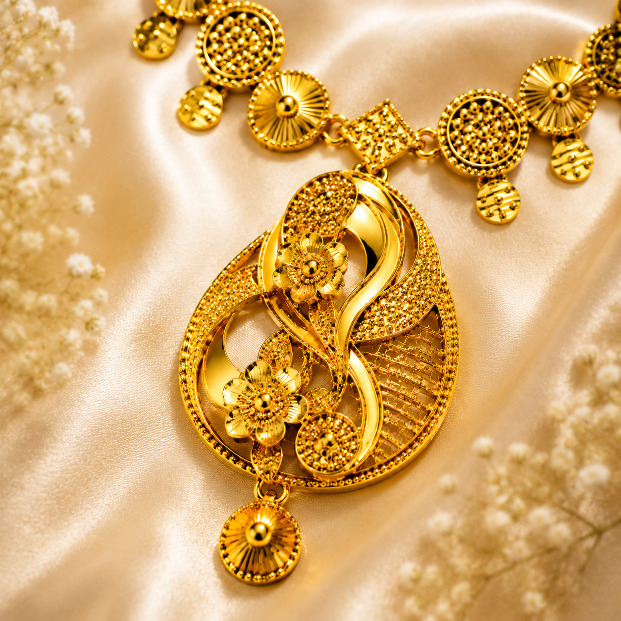 Golden Bloom Casting Necklace Set