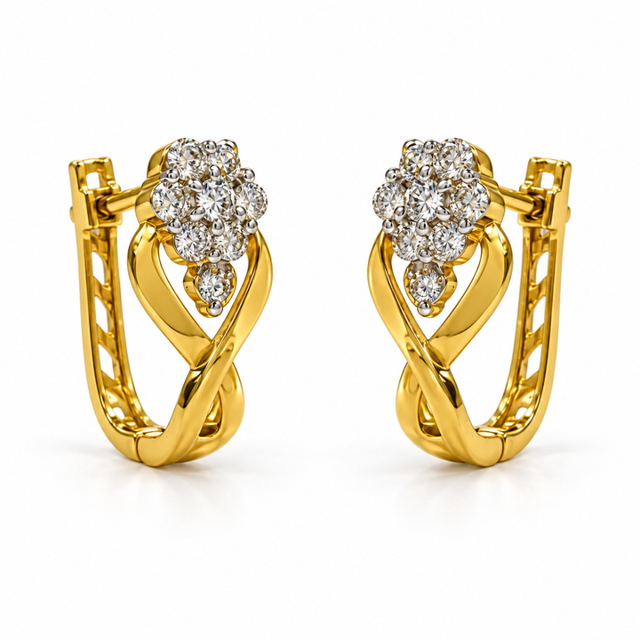 Classic Floral Diamond Hoop Earrings