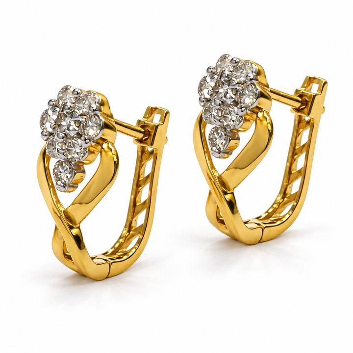 Classic Floral Diamond Hoop Earrings