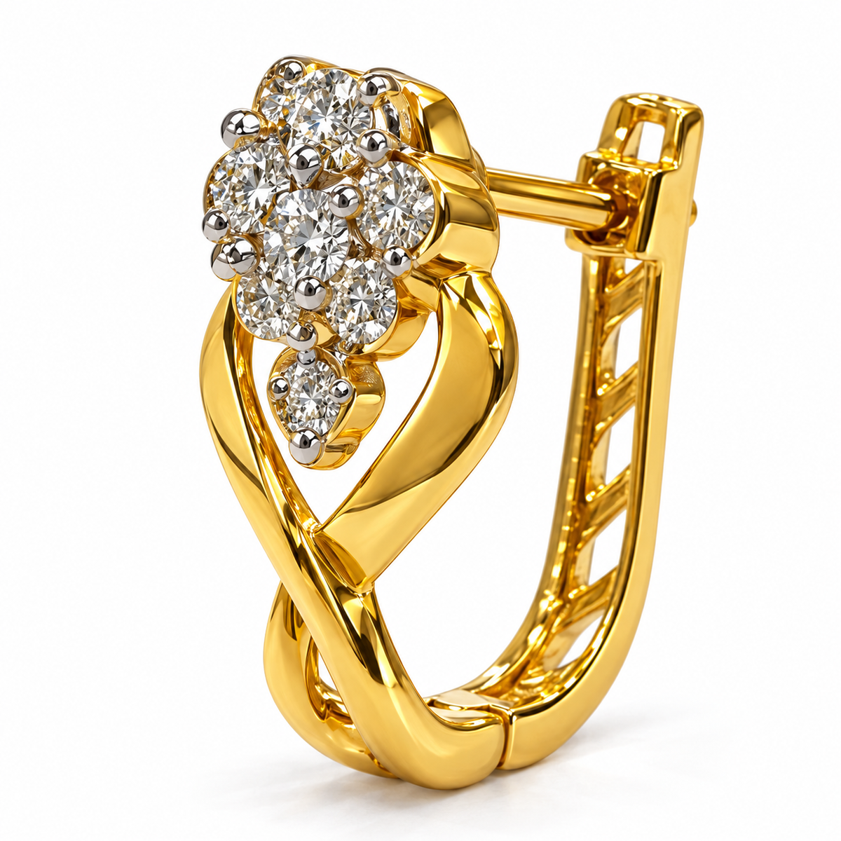 Classic Floral Diamond Hoop Earrings