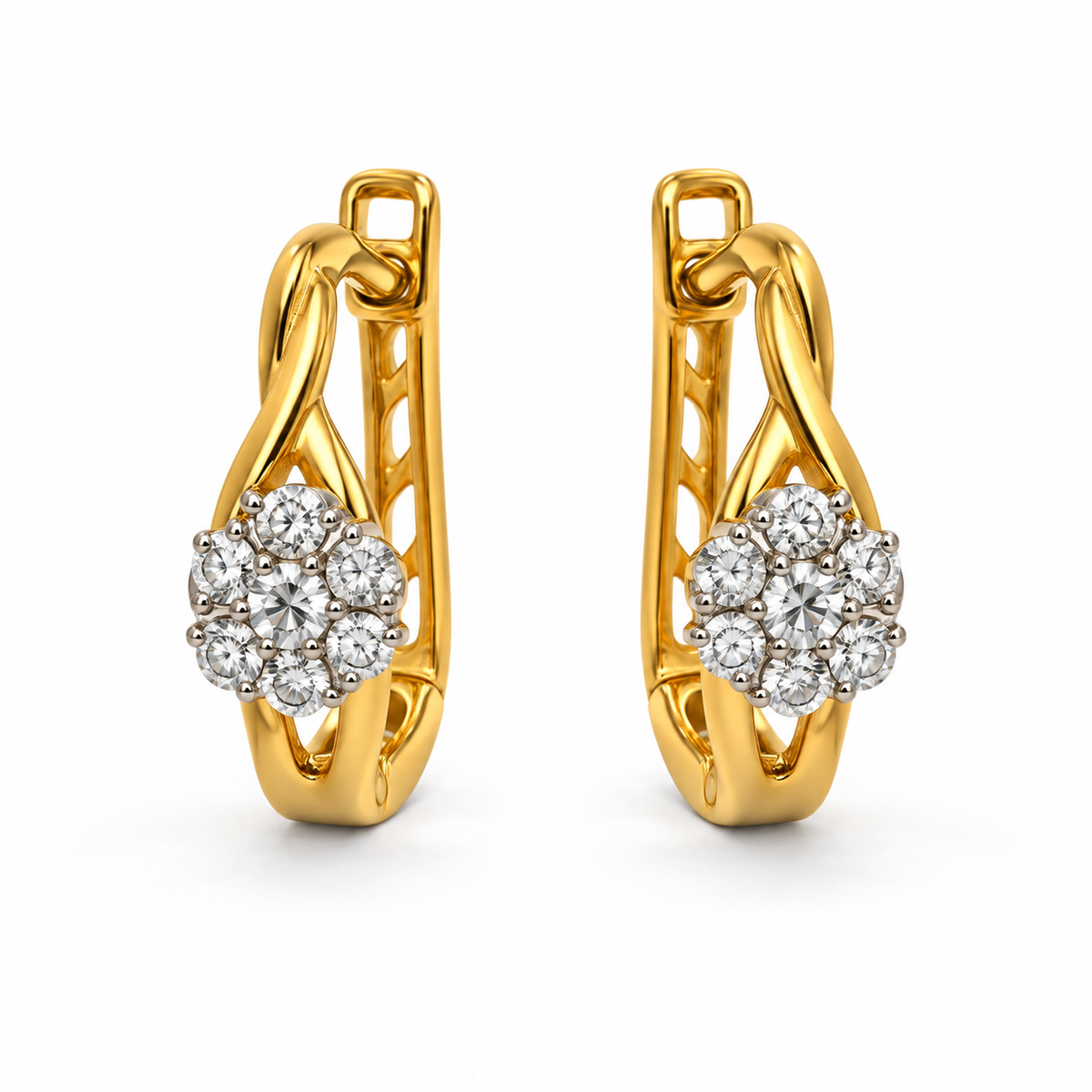 Luxury Swirl Diamond Hoop Earrings – Daily Wear