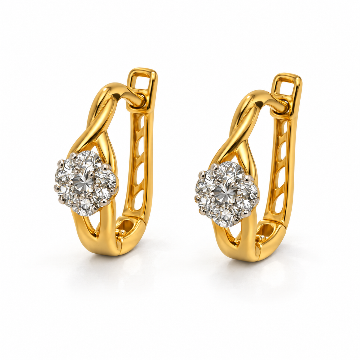 Luxury Swirl Diamond Hoop Earrings – Daily Wear