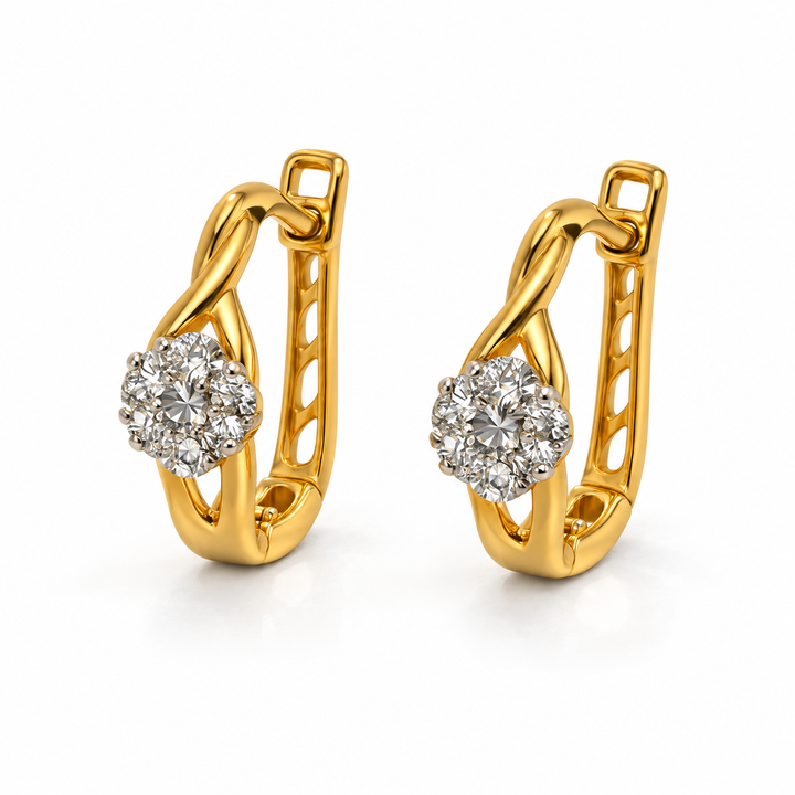 Luxury Swirl Diamond Hoop Earrings – Daily Wear