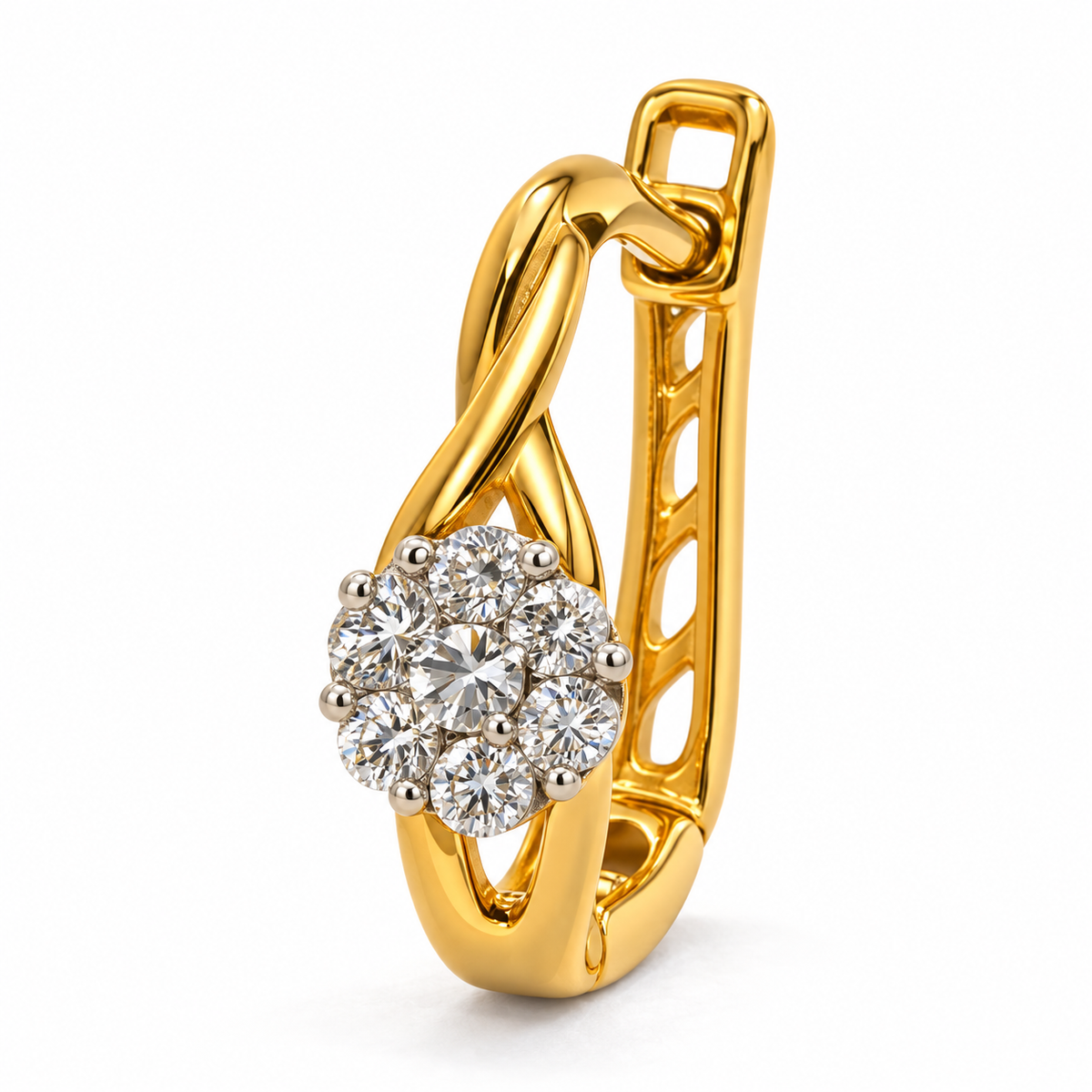 Luxury Swirl Diamond Hoop Earrings – Daily Wear