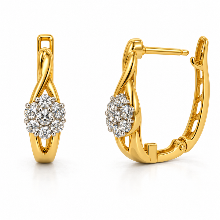 Luxury Swirl Diamond Hoop Earrings – Daily Wear