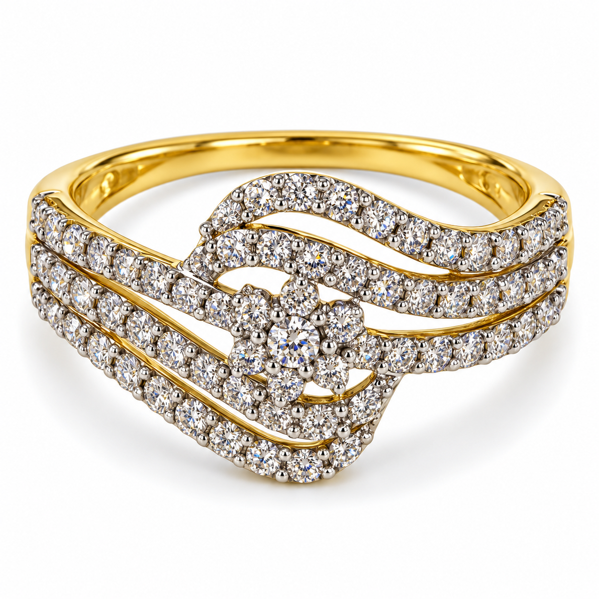Ripple Blossom Yellow Gold Diamond Ring