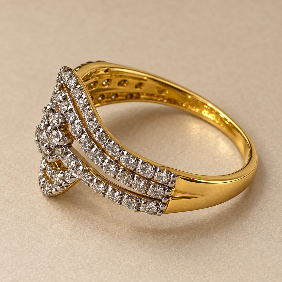 Ripple Blossom Yellow Gold Diamond Ring