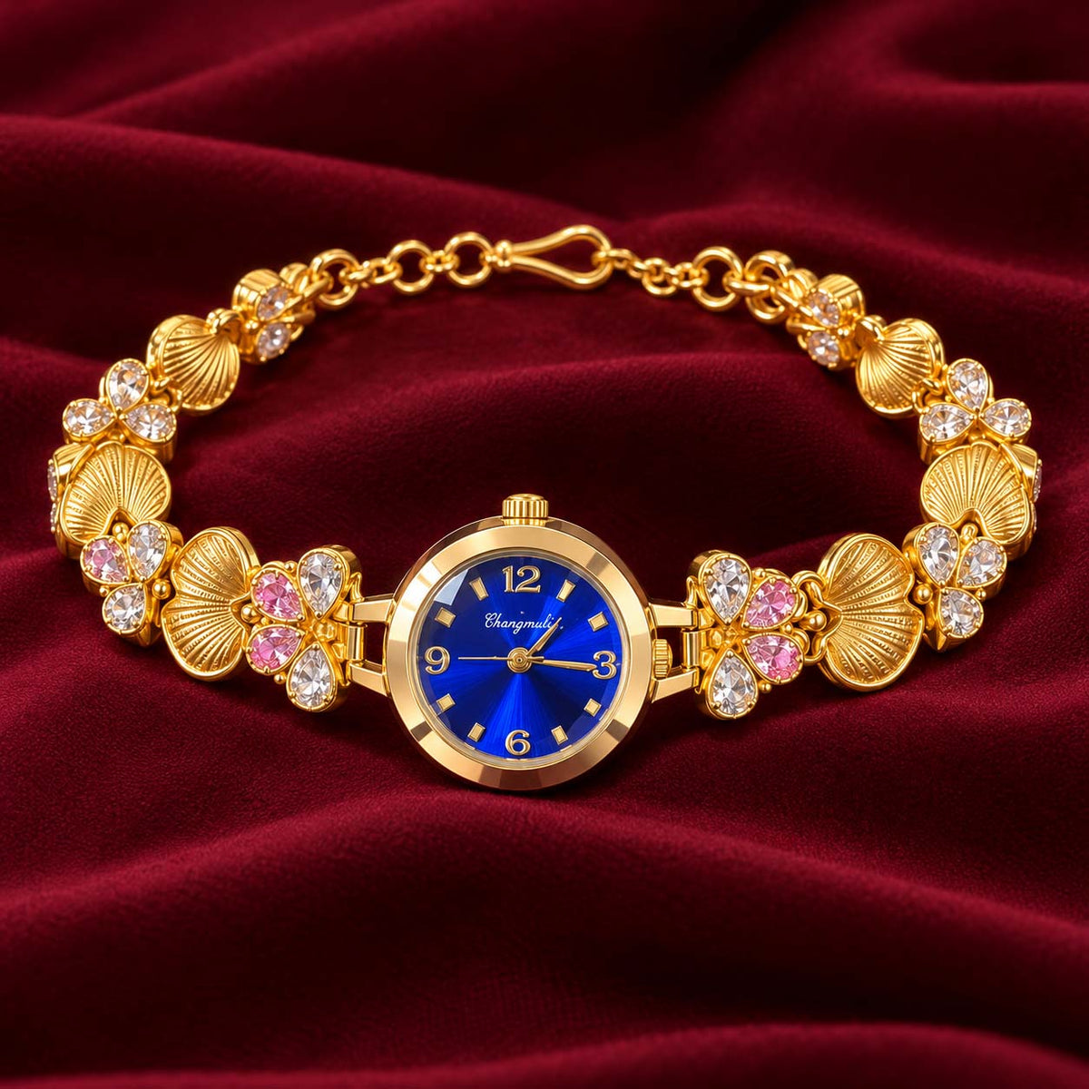 Blue Dial 925 Silver Ladies Watch with Gold-Tone Finish | Savya Jewels