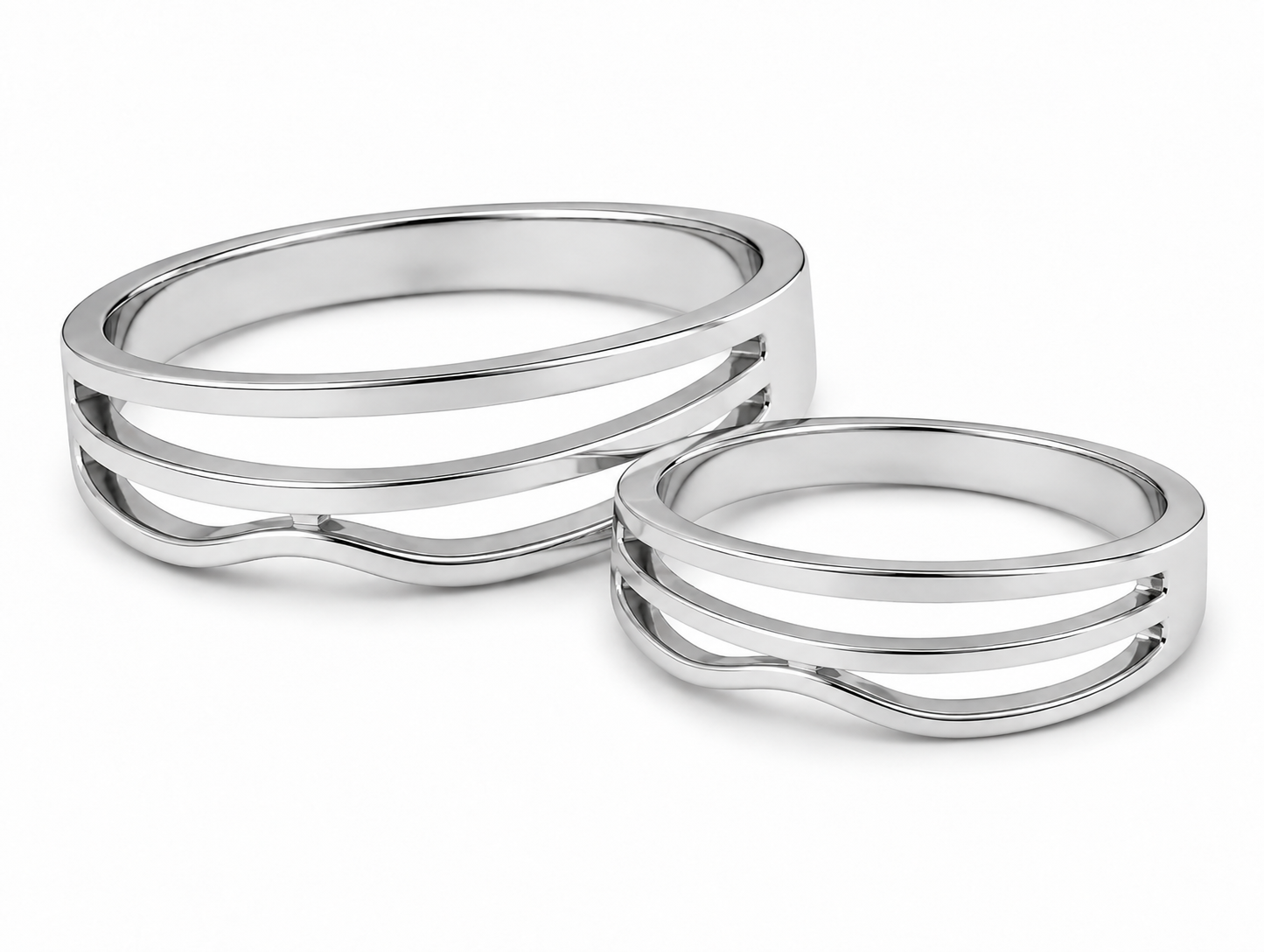 Pt950 Platinum Couple Band – | Custom Size | High-Polish Finish