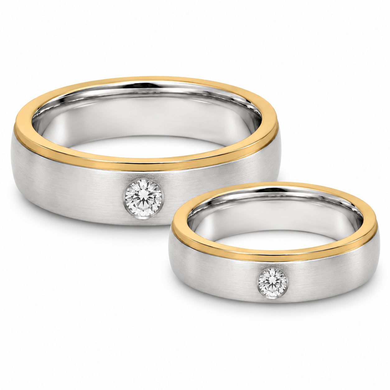 Pt950 Platinum Diamond Couple Band with Diamonds – High Polish Finish | Savya Jewels