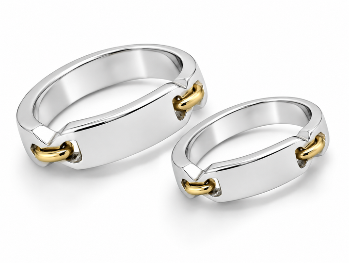 Pt950 Platinum & 18Kt Gold Couple Band | Savya Jewels