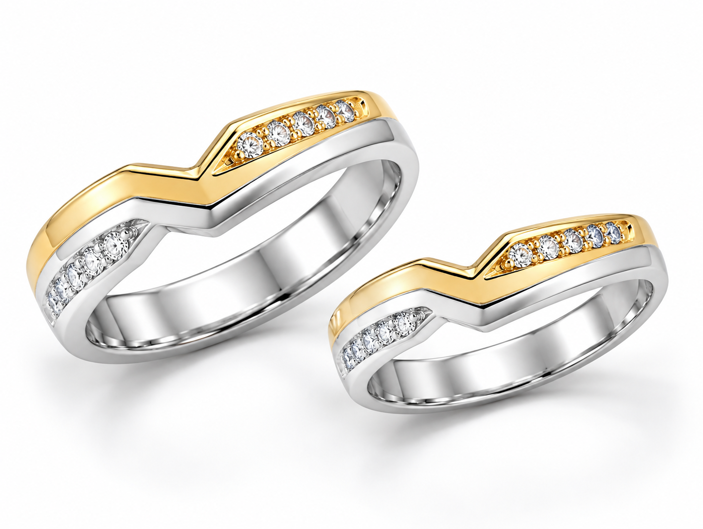 Pt950 Platinum & 18Kt Gold Couple Band | Savya Jewels